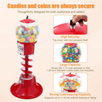 Gumball Vending Machine, 43.3in Height Red Spiral Candy Machine Dispenser, Gum Ball Machine for Kids, Includes 100 Pcs Twister Balls (32mm), Big Gumball Bank for 1 Yuan Coin Only
