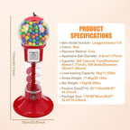 Gumball Vending Machine, 43.3in Height Red Spiral Candy Machine Dispenser, Gum Ball Machine for Kids, Includes 100 Pcs Twister Balls (32mm), Big Gumball Bank for 1 Yuan Coin Only