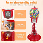 Gumball Vending Machine, 43.3in Height Red Spiral Candy Machine Dispenser, Gum Ball Machine for Kids, Includes 100 Pcs Twister Balls (32mm), Big Gumball Bank for 1 Yuan Coin Only