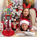 Gumball Vending Machine, 43.3in Height Red Spiral Candy Machine Dispenser, Gum Ball Machine for Kids, Includes 100 Pcs Twister Balls (32mm), Big Gumball Bank for 1 Yuan Coin Only